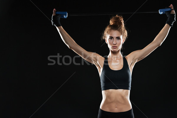 [[stock_photo]]: Calme · Homme · lutteur · regarder · caméra · noir