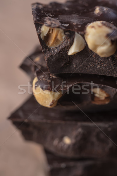 Gestapelt Zartbitter-Schokolade Essen abstrakten bar Stock foto © deandrobot