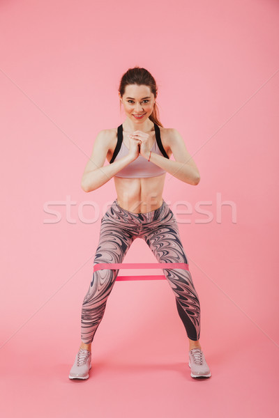 Stock fotó: Teljes · alakos · kép · mosolyog · sportoló · fitnessz · testmozgás