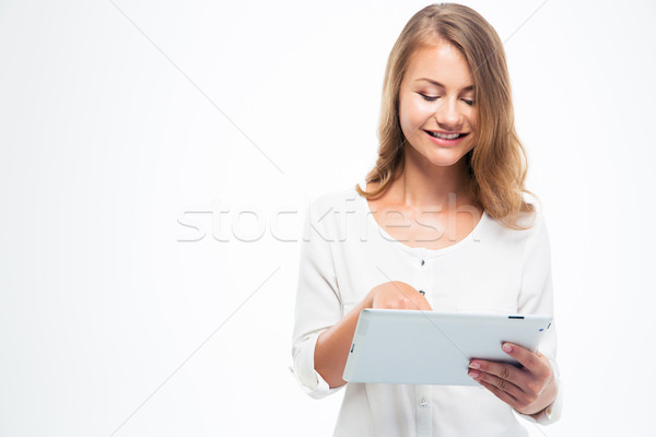 Female student using touch pad Stock photo © deandrobot