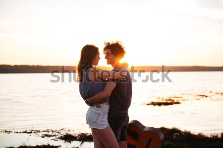 Retrato feliz beijando beira-mar Foto stock © deandrobot