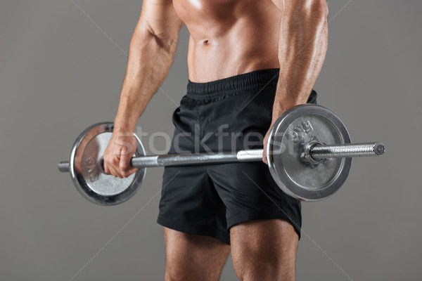 Yandan görünüş görüntü güçlü gömleksiz erkek vücut geliştirmeci Stok fotoğraf © deandrobot