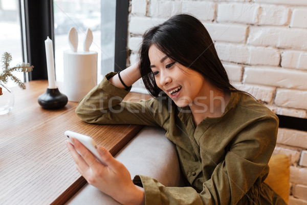 [[stock_photo]]: Heureux · asian · jeunes · dame · téléphone