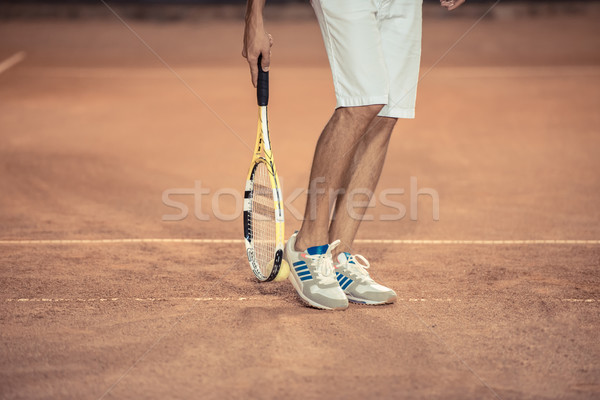 Männlich Beine Tennisschläger Sport Tennis Stock foto © deandrobot