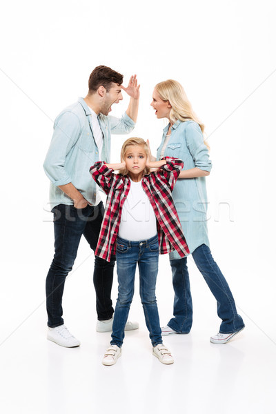 Teljes alakos portré család érv gyermek áll Stock fotó © deandrobot