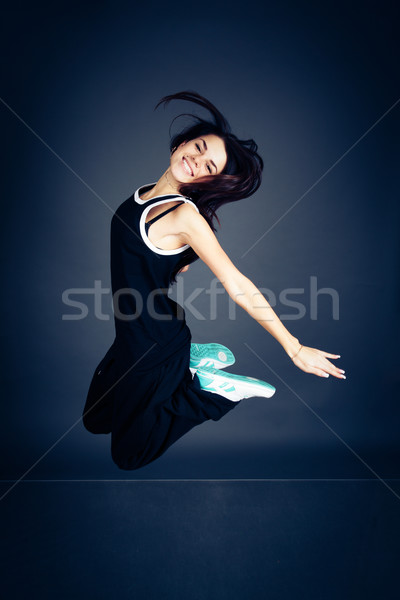 Jovem belo dança mulher preto Foto stock © deandrobot