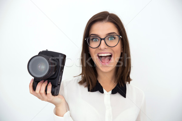 商業照片: 感到驚訝 · 年輕 · 女實業家 · 相機 · 業務