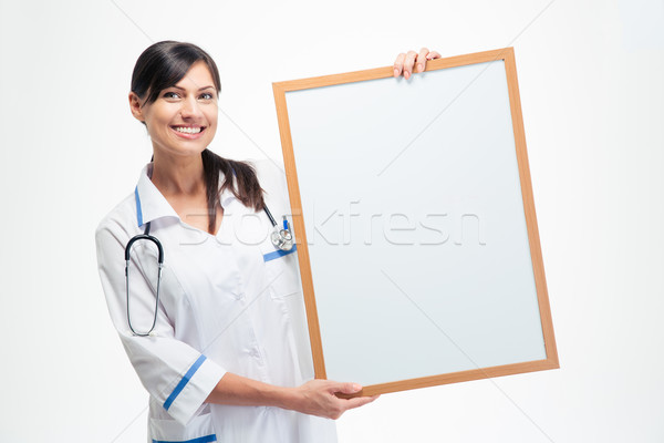 Foto stock: Sonriendo · médicos · médico · bordo · aislado