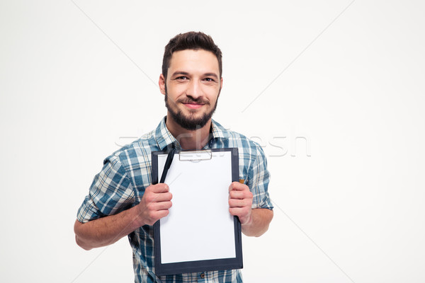 Feliz sonriendo barbado hombre camisa Foto stock © deandrobot