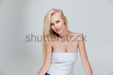 Retrato belo mulher jovem branco topo isolado Foto stock © deandrobot