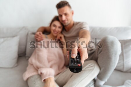 Smiling bearded father with his birthday little son making selfie Stock photo © deandrobot