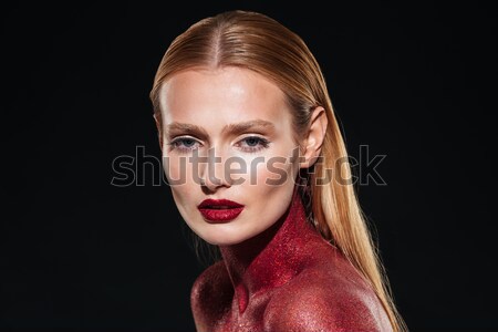 Różowy portret niezwykły body art twarz Zdjęcia stock © deandrobot