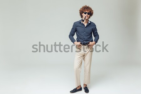 Handsome retro man dressed in shirt Stock photo © deandrobot