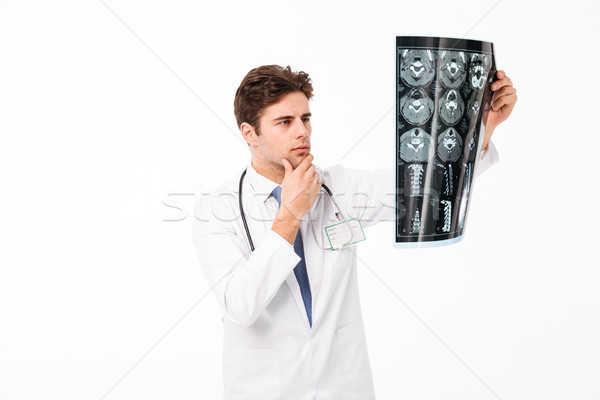Foto stock: Retrato · jovem · médico · do · sexo · masculino · estetoscópio · uniforme