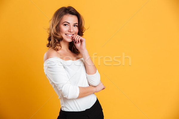 Excitado feliz foto pie aislado Foto stock © deandrobot