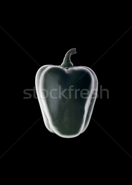 Stock photo: Green bell pepper outline over black