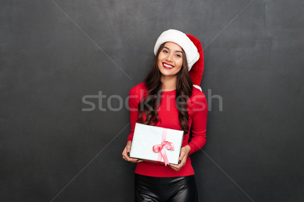 Jeunes belle femme Noël chapeau [[stock_photo]] © deandrobot
