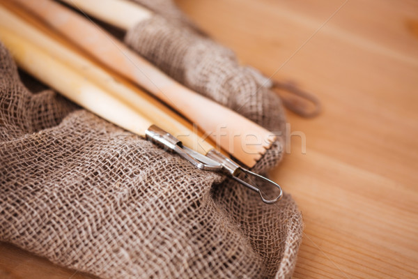 Set of potter sculpting tools Stock photo © deandrobot