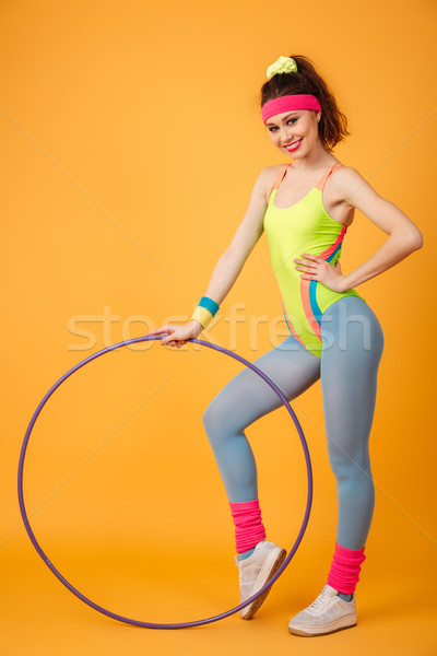 Vrolijk jonge fitness vrouw hoelahoep Stockfoto © deandrobot