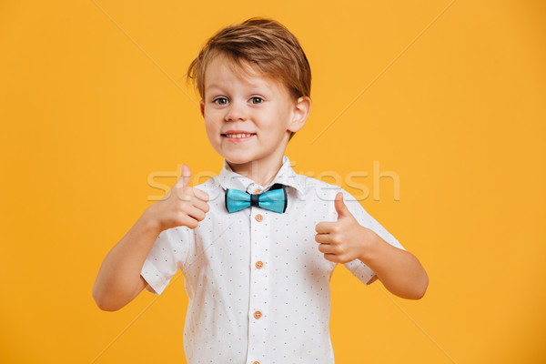 Little boy child standing isolated showing thumbs up. Stock photo © deandrobot