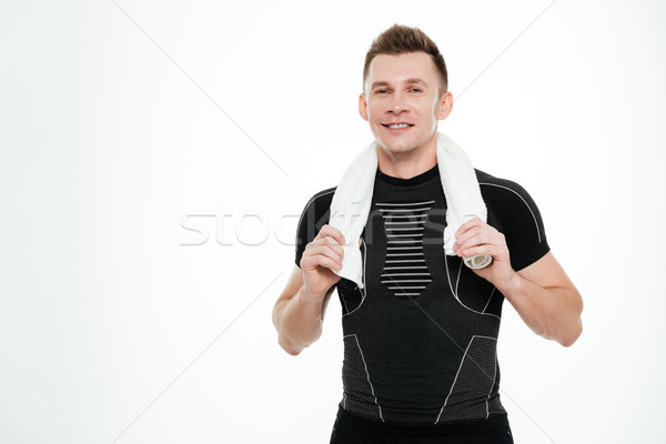 Stock photo: Sportsman standing with towel isolated