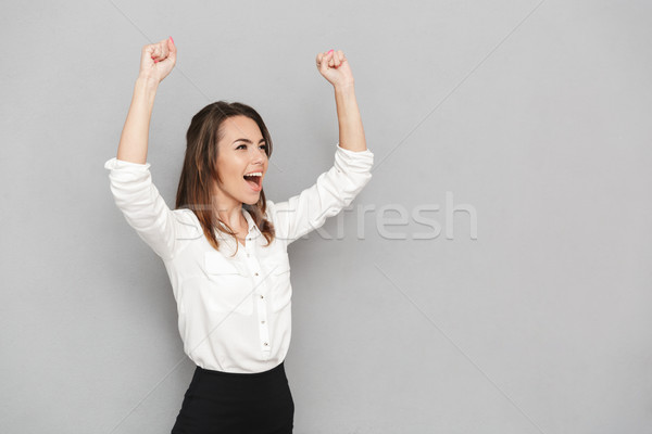 Retrato excitado jóvenes mujer de negocios éxito Foto stock © deandrobot