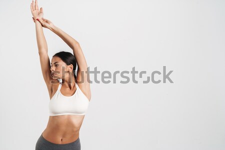 Portret szczęśliwy kobieta ręce kobieta fitness Zdjęcia stock © deandrobot