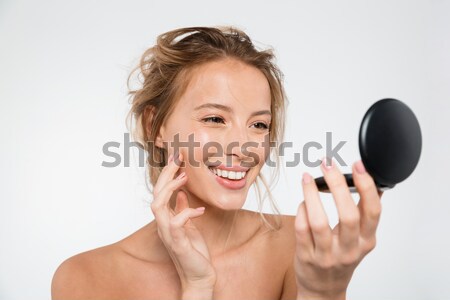 Beauty portrait of a happy attractive half naked woman Stock photo © deandrobot