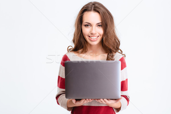 женщину используя ноутбук компьютер портрет молодые Сток-фото © deandrobot