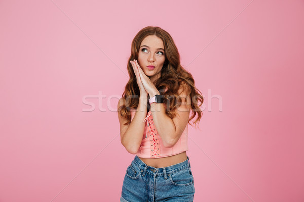 Portrait of a lovely young woman in summer clothes Stock photo © deandrobot