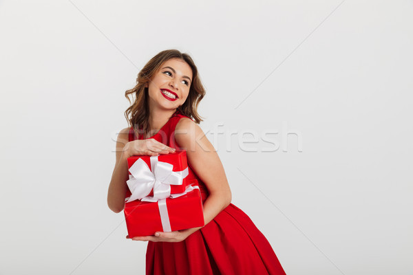 Retrato bastante vestido rojo Foto stock © deandrobot