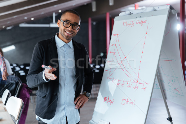 Businessman making presentation using flipchart in the office Stock photo © deandrobot
