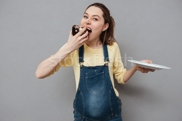 肖像 飢えた かなり 妊婦 食べ ストックフォト © deandrobot
