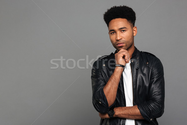 Portrait of a young contemplative afro american man Stock photo © deandrobot