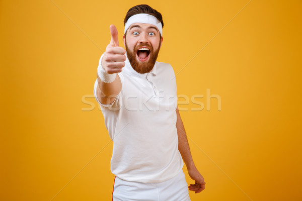 Feliz gritando pulgar hasta Foto stock © deandrobot