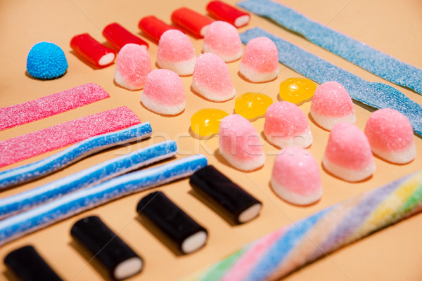 Close up of a mixed colorful candies jellies Stock photo © deandrobot