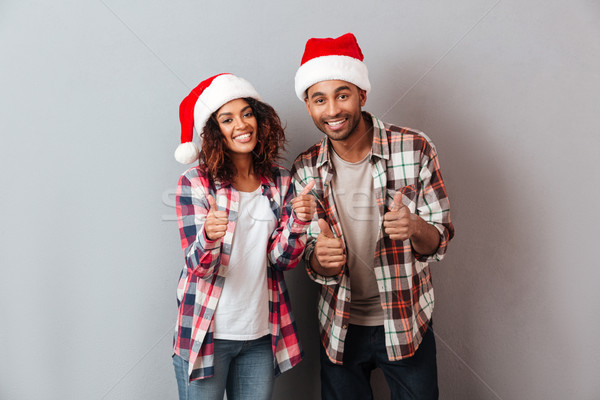 Stockfoto: Portret · jonge · glimlachend · afrikaanse · paar · Rood