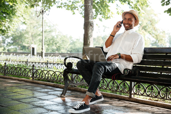 Stockfoto: Laptop · park · computer · internet · werk