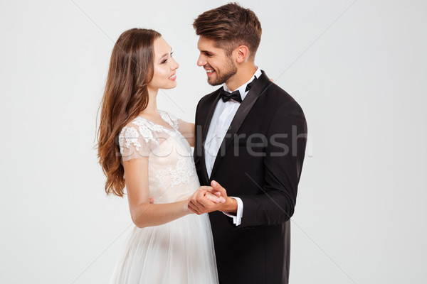 Retrato branco casamento casal fundo Foto stock © deandrobot