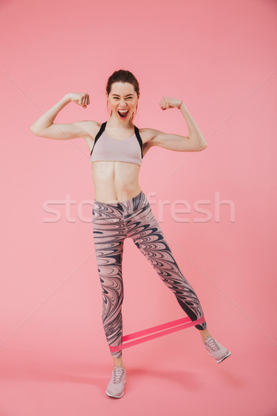 Stock foto: Vertikalen · Bild · heiter · schreien · Sportlerin · Fitness