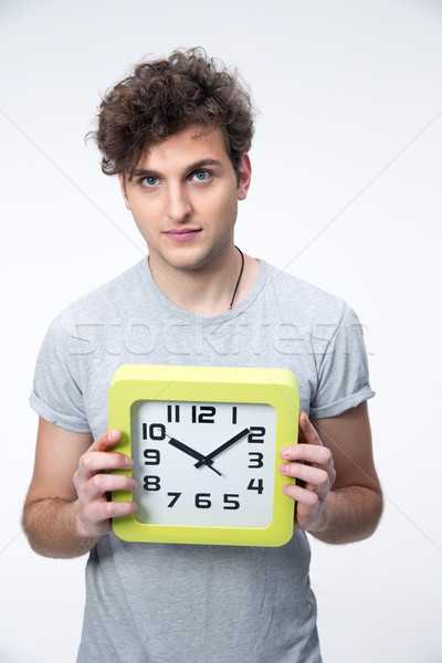 красивый мужчины студент большой часы серый Сток-фото © deandrobot