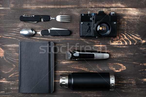 Trip concept - items of men's accessories Stock photo © deandrobot