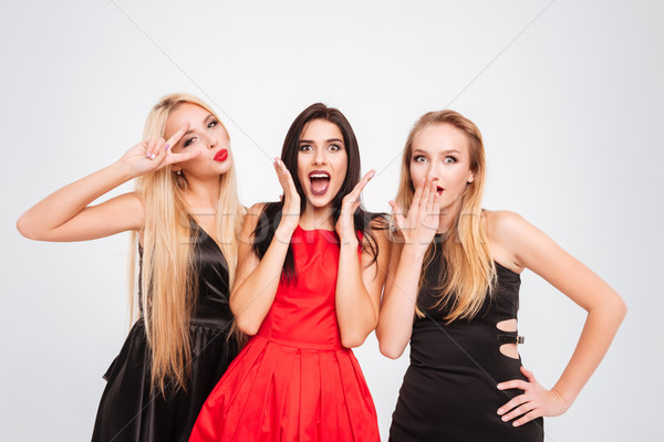Three funny models in dresses Stock photo © deandrobot