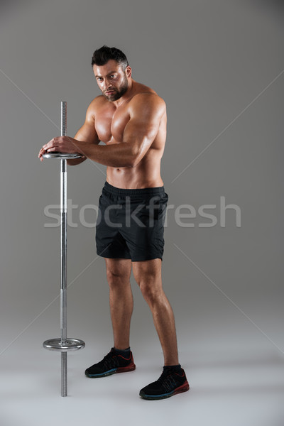 [[stock_photo]]: Portrait · musculaire · sérieux · torse · nu · Homme