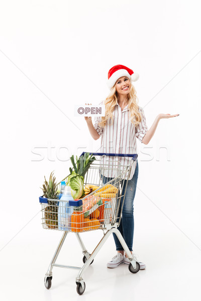 Full length portrait of a smiling woman Stock photo © deandrobot