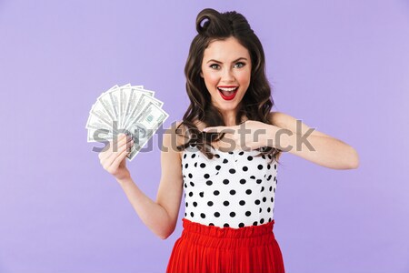 Portrait of a happy satisfied girl Stock photo © deandrobot