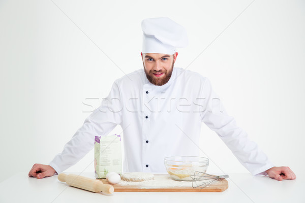 Retrato masculina Baker pie aislado blanco Foto stock © deandrobot