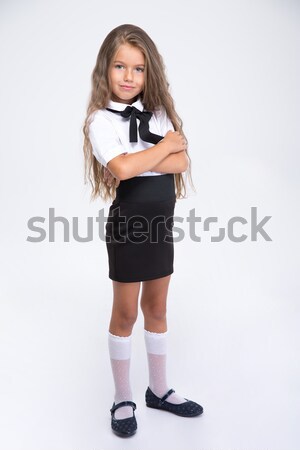 Portret gelukkig weinig schoolmeisje permanente Stockfoto © deandrobot