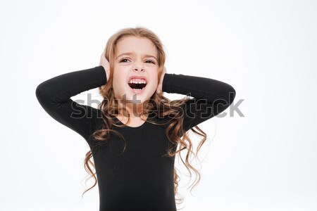 Ingerült kislány fedett fülek kezek kiált Stock fotó © deandrobot