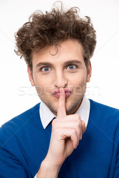 Foto stock: Hombre · guapo · silencio · gesto · negocios · mano